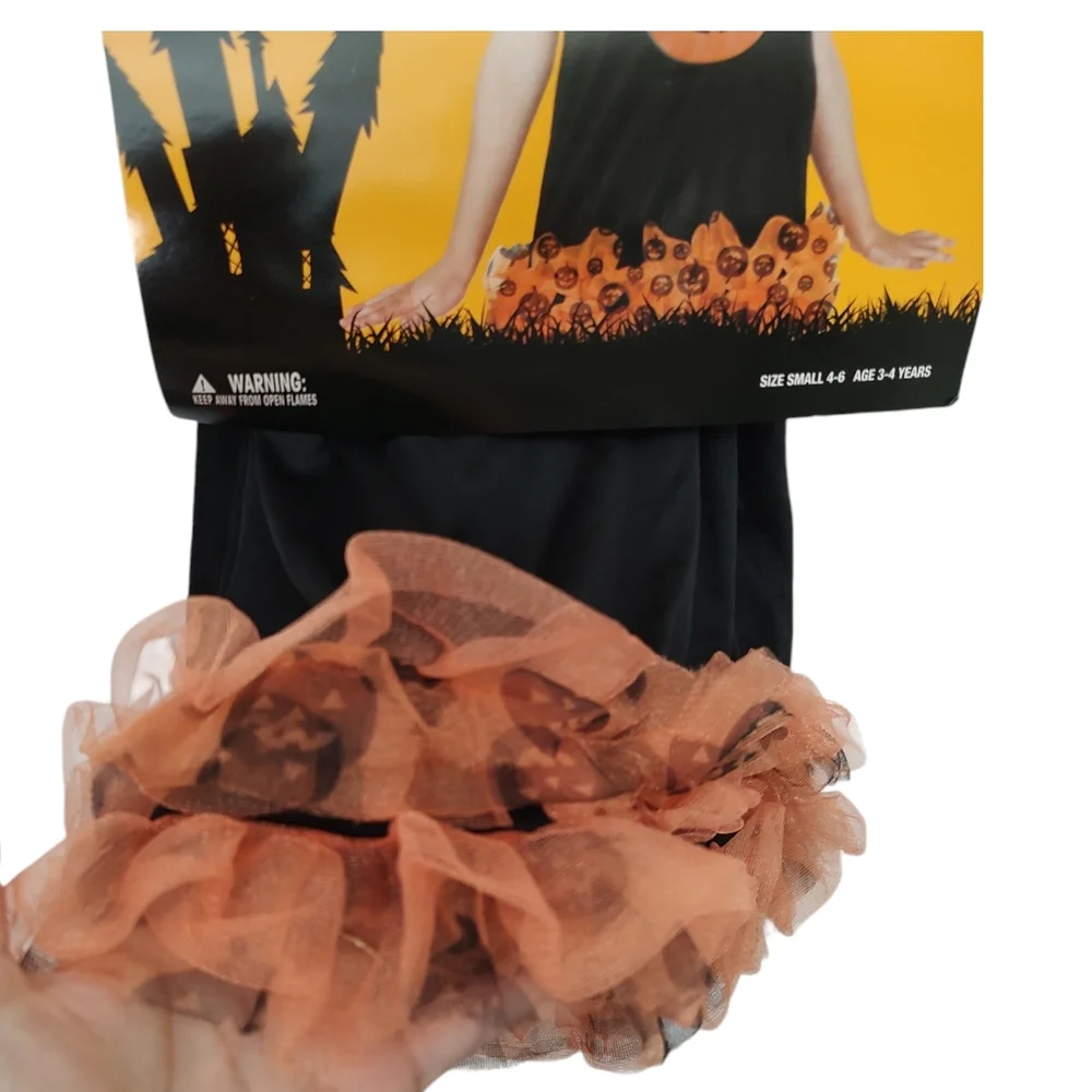 New Rubie's Pumpkin Witch Halloween Costume Tutu Dress, Tights and Hat Set Small - Picture 4 of 7